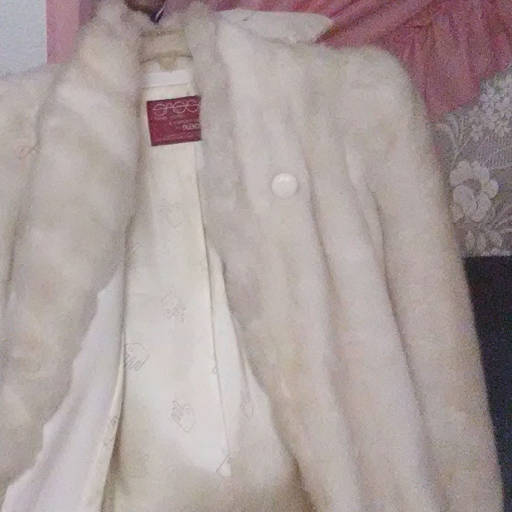 Vidal Sasson designer full length white faux fur l